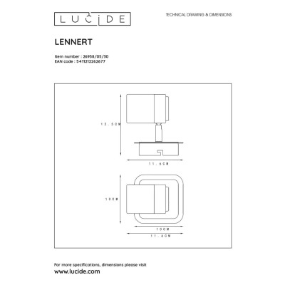 lafabryka.pl Plafon LENNERT LED Dim. GU10 1x5W 3000K IP44 Black 26958/05/30 Lucide
